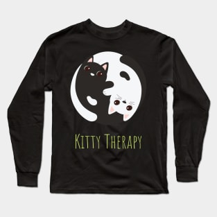 Kitty Therapy My Cat Is My Therapist Zen Yin Yang Cats Long Sleeve T-Shirt